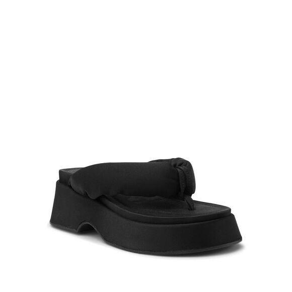 GANNI Womens Black 1" Platform Retro Round Toe Wedge Slip On Thong Sandals 38 - Picture 1 of 3